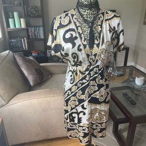 Gold, black & Ecru Silk Dress